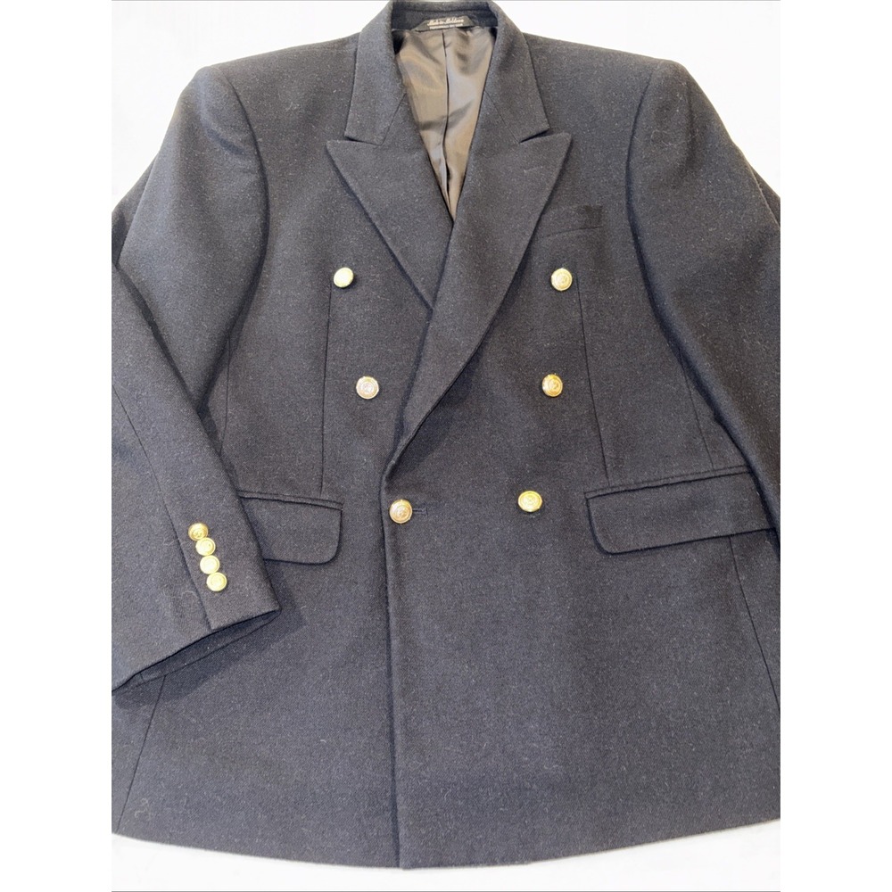 J D Christopher New York Mens 40R Navy Double Breasted Wool Blazer Gold Buttons
